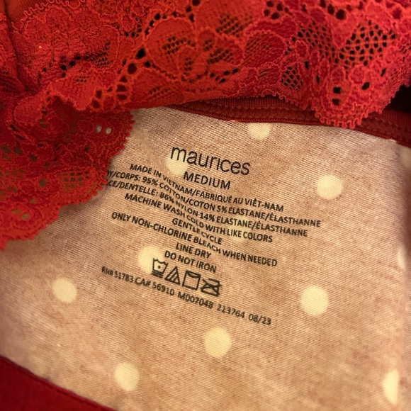 Maurice’s Red and White Polka Dot Lace Bralette Set of 2 Size Medium NWT - Picture 4 of 4